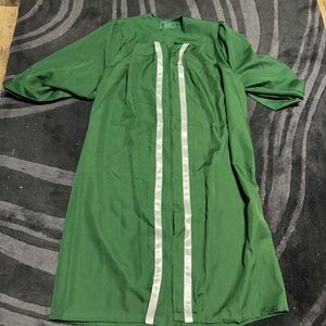 Unisex Green And Silver Graduation Gown